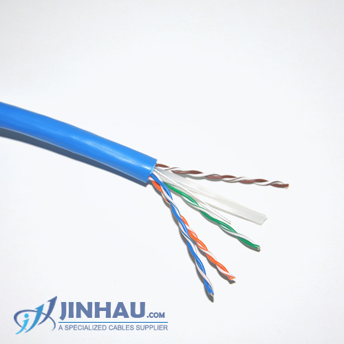 CAT6 Augmented 600 MHz UTP 23 AWG PVC Cable; WOODEN Reel - Blue